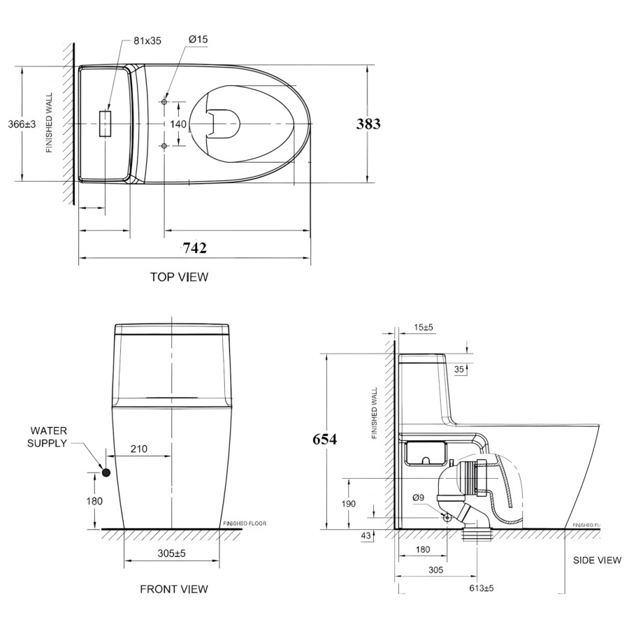Bản vẽ bồn cầu American Standard VF-1808