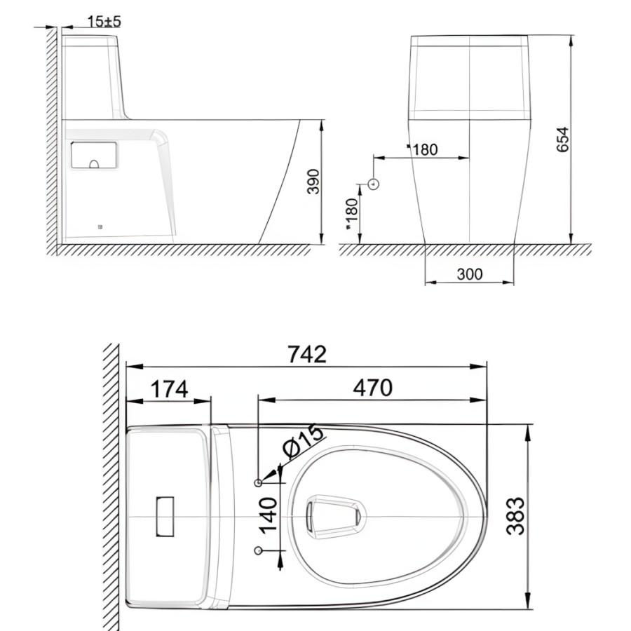 Bản vẽ bồn cầu American Standard VF-1808ET
