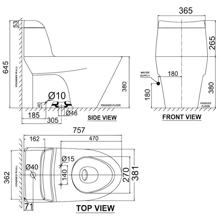 Bản vẽ bàn cầu American Standard VF-2010