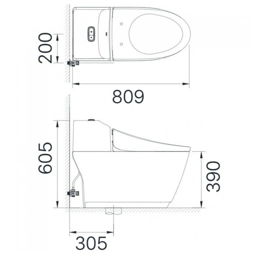 Bản vẽ kích thước bàn cầu INAX AC1032 nắp CWH18VN