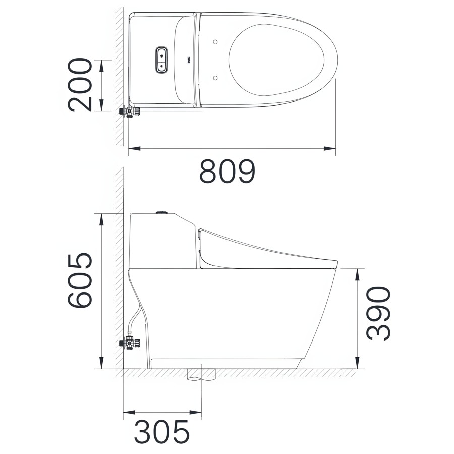 Bản vẽ bệt inax 1032 nắp điện tử CW-KA22