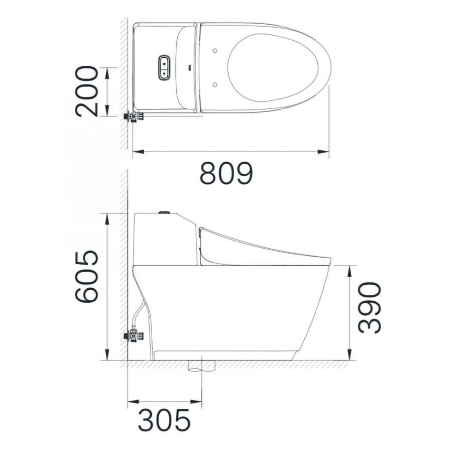 Bản vẽ Bồn Cầu Thông Minh INAX AC-1032/CW-KB22AVN