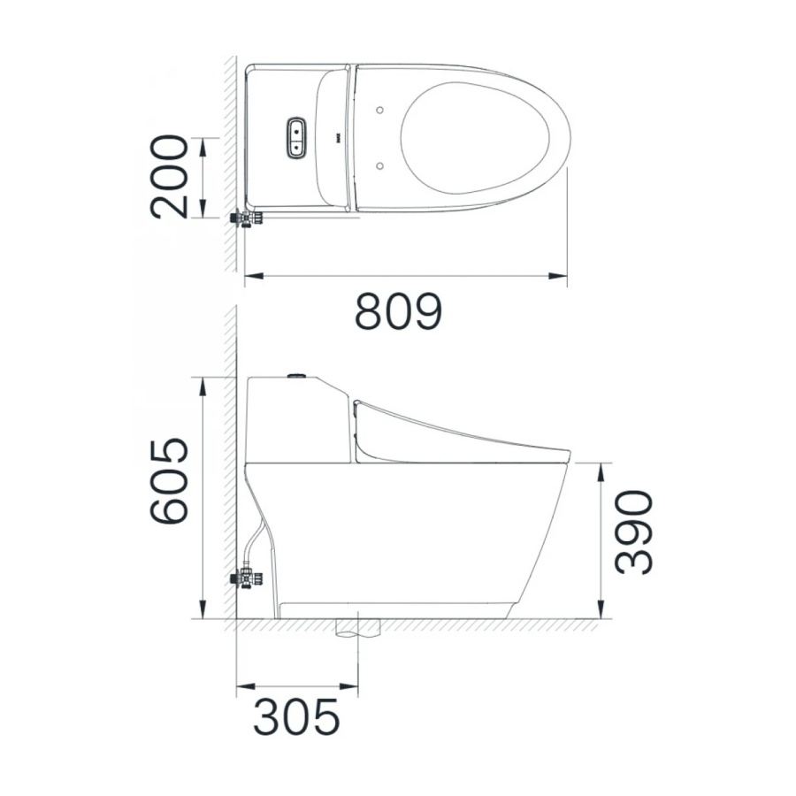 Bản vẽ Bồn Cầu INAX AC-1032/CW-S32VN Nắp Rửa Cơ
