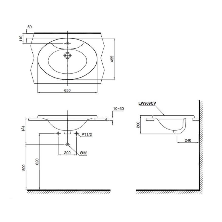 Chậu Rửa Lavabo TOTO L909C#XW Dương Vành
