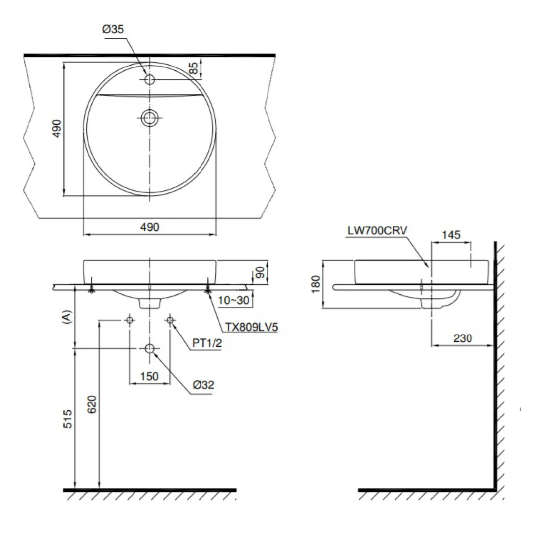 Chậu Lavabo TOTO LT700CTR Đặt Bàn
