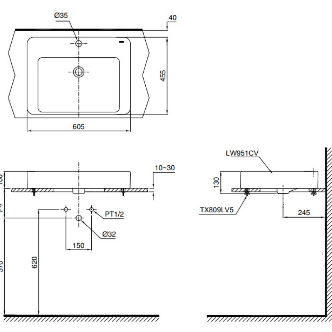 Chậu Rửa Lavabo TOTO LT951C Đặt Bàn