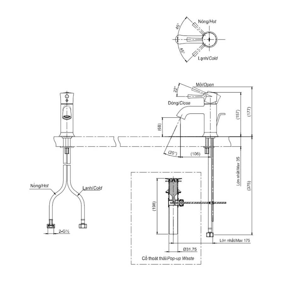 Vòi Lavabo TOTO TLS02301V Nóng Lạnh