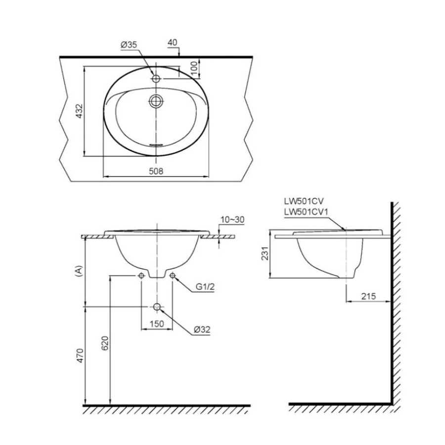 Chậu Rửa Lavabo TOTO L501C#XW Dương Vành