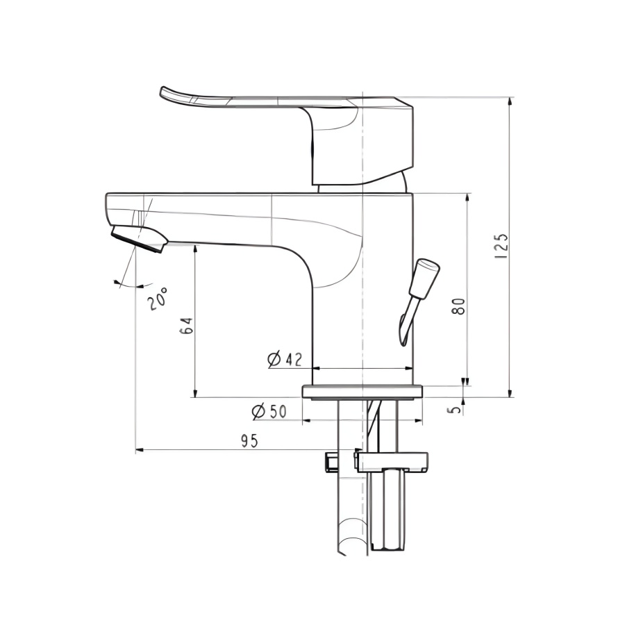 Bản vẽ Vòi Lavabo American Standard WF-0701 (WF0701) Neo Modern Nóng Lạnh