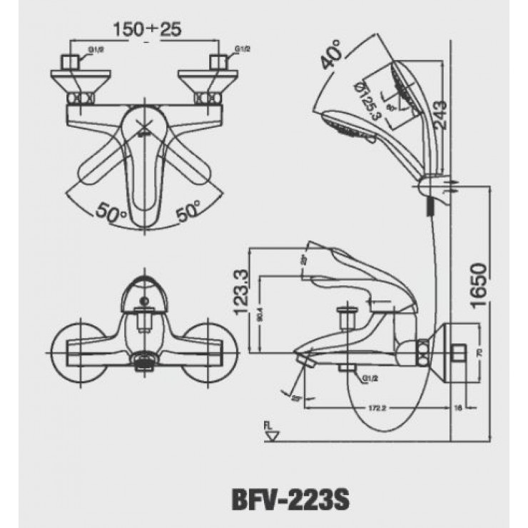 Vòi Sen Tắm Inax BFV-223S Nóng Lạnh Tay Sen Massage