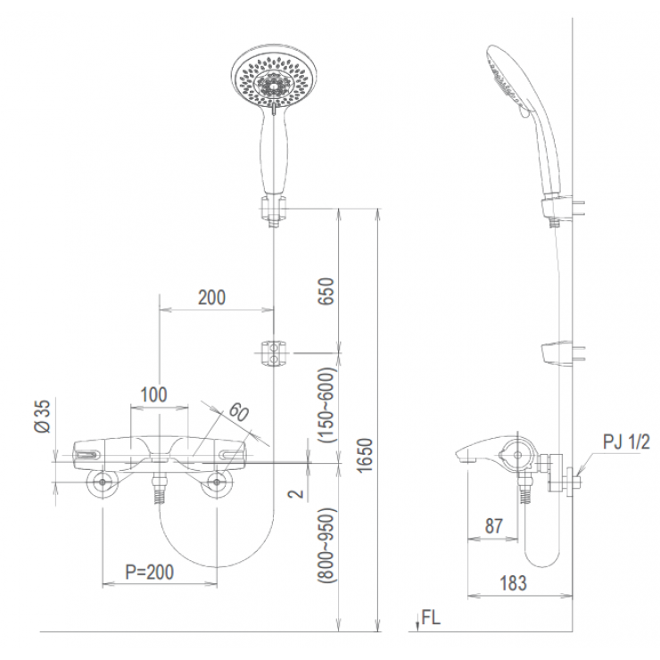 Vòi Sen Tắm Inax BFV-5103T-5C Nóng Lạnh