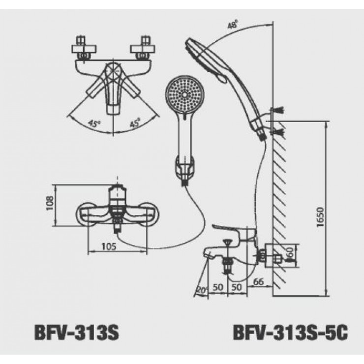 Vòi Sen Nóng Lạnh Inax BFV-313S-5C