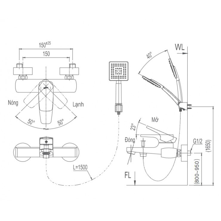 Vòi Sen Tắm Inax BFV-5003S Nóng Lạnh