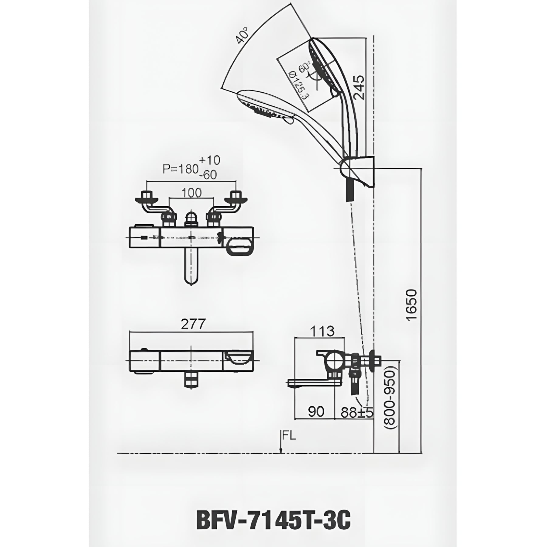 Vòi Sen Tắm Inax BFV-7145T-3C (BFV7145T3C) Nhiệt Độ