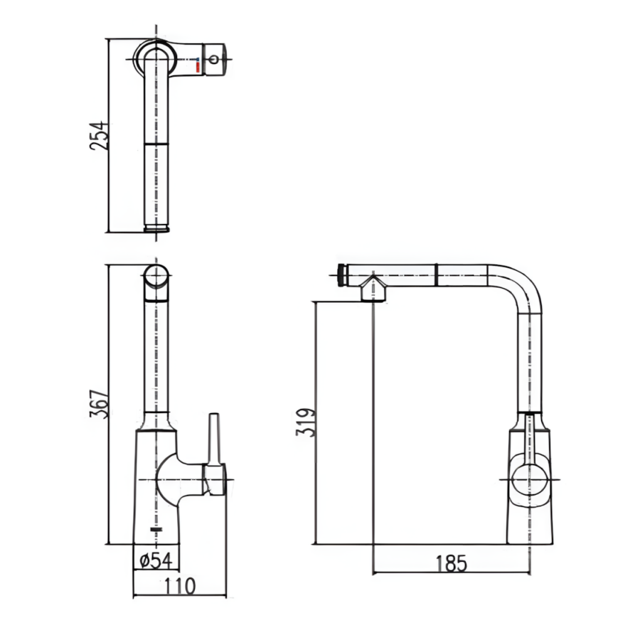 Hình Vòi Rửa Chén Dây Rút Inax SFV-907SX Nóng Lạnh