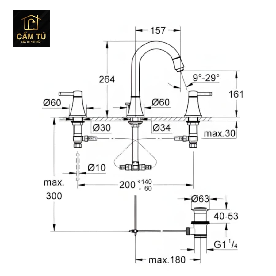 Vòi Lavabo 3 Lỗ Grohe 20344AL0 Allure Brilliant
