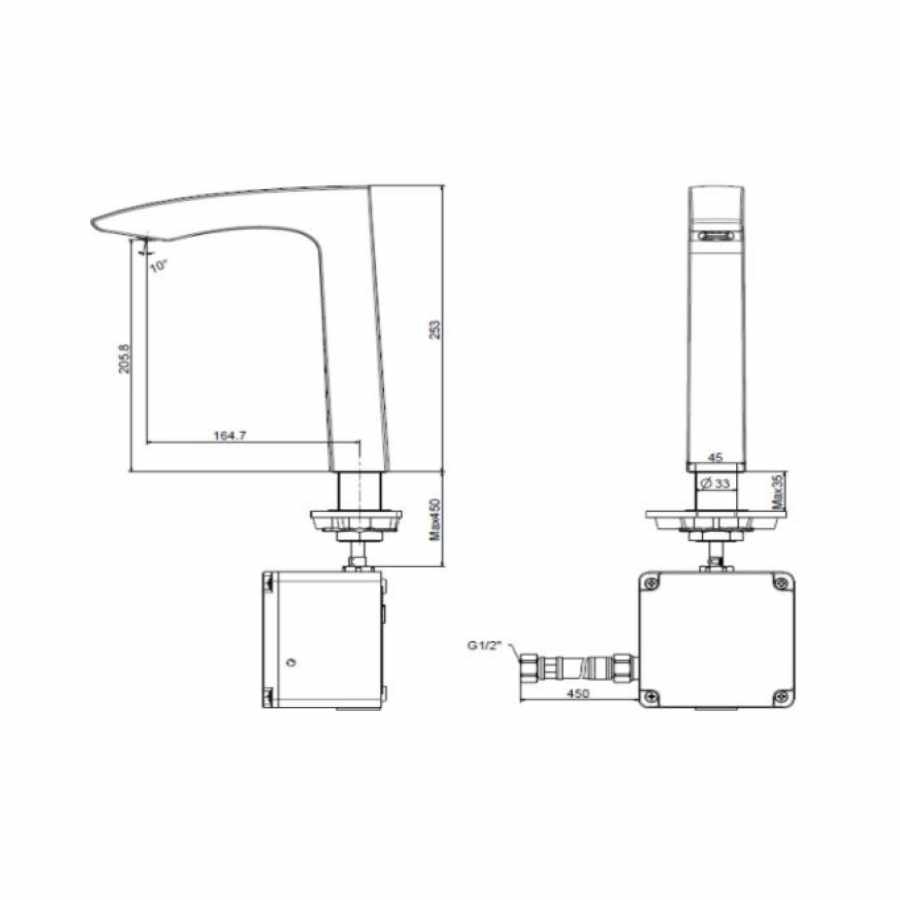 Vòi Lavabo Cảm Ứng American Standard WF8507DC Cao Cổ Dùng Pin