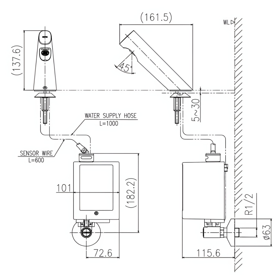 Hình Vòi Lavabo Cảm Ứng Inax AMV-300 Nước Lạnh Dùng Pin