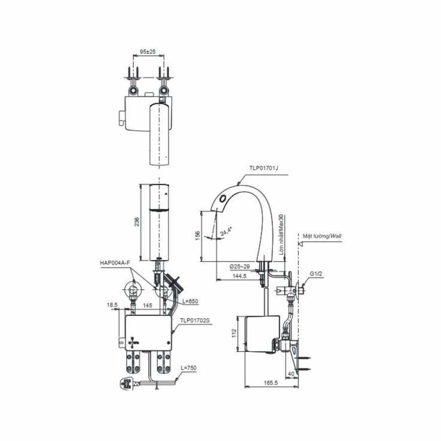 Hình Vòi Lavabo Cảm Ứng TOTO TLP01701J/TLP01702S Matsu Nhiệt Độ