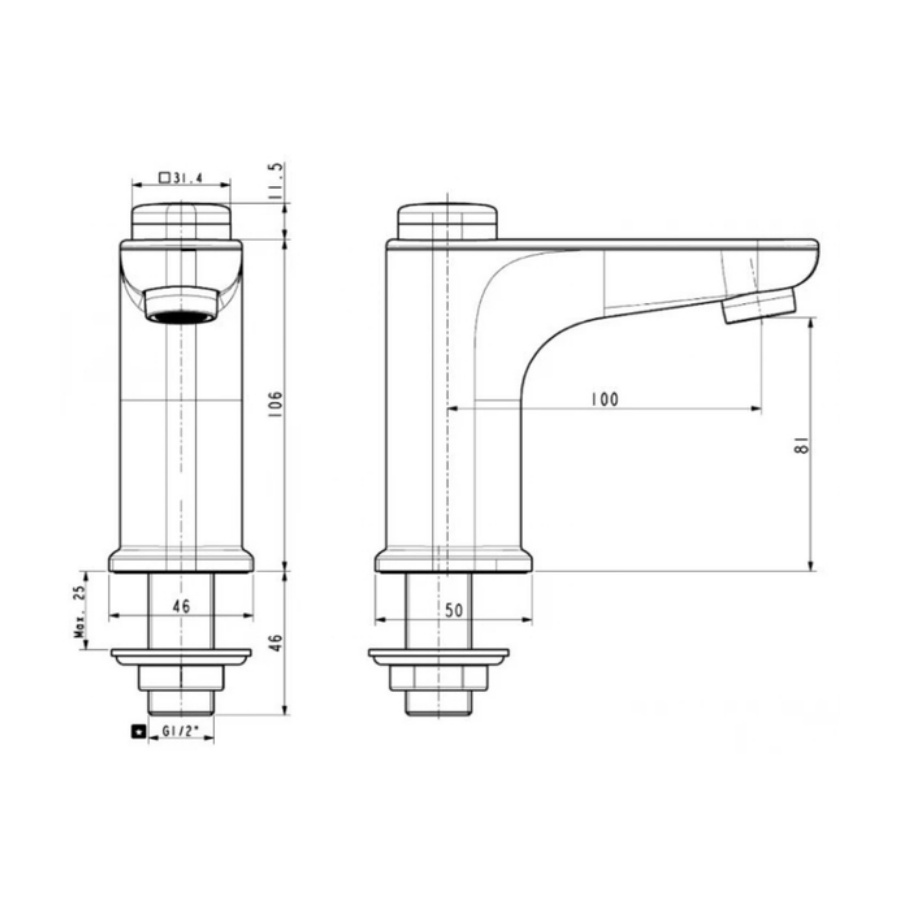 Vòi Lavabo Lạnh American Standard WF-T823B EasyFLO Đen Mờ