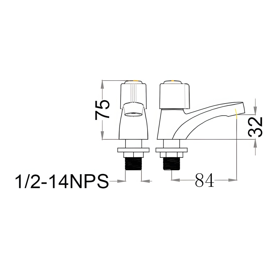 Bản vẽ Vòi Lạnh Lavabo CAESAR B037C Tay Nhựa