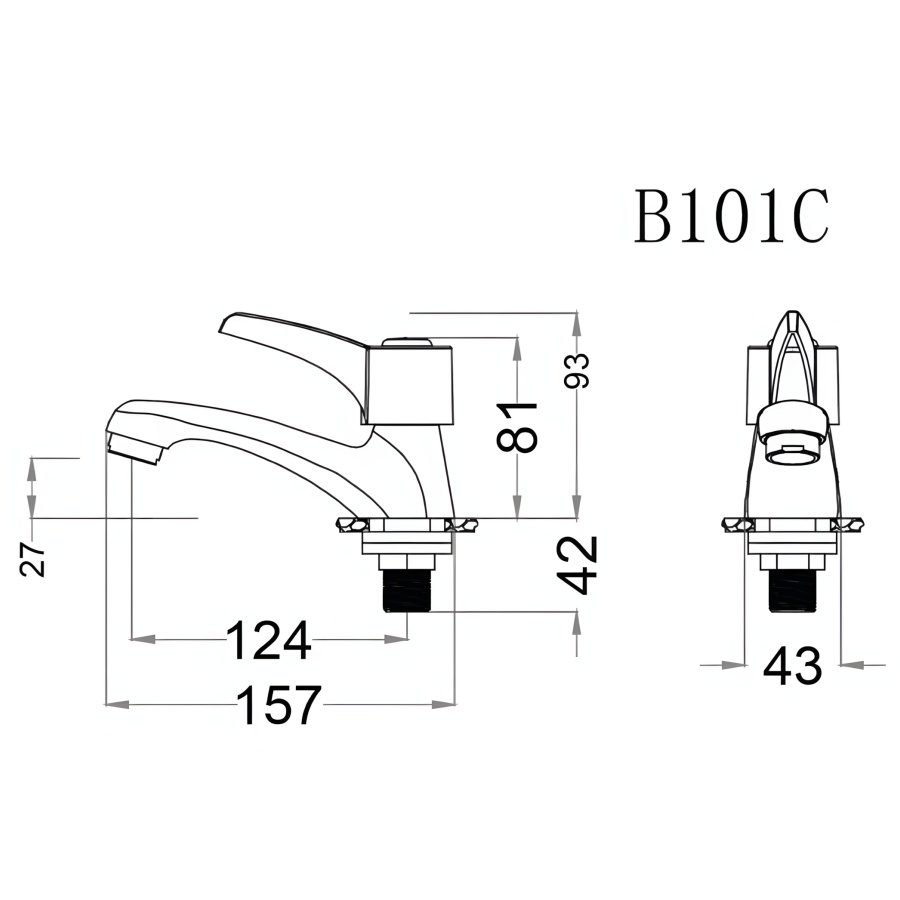 Bản vẽ Vòi Lạnh Lavabo CAESAR B101C
