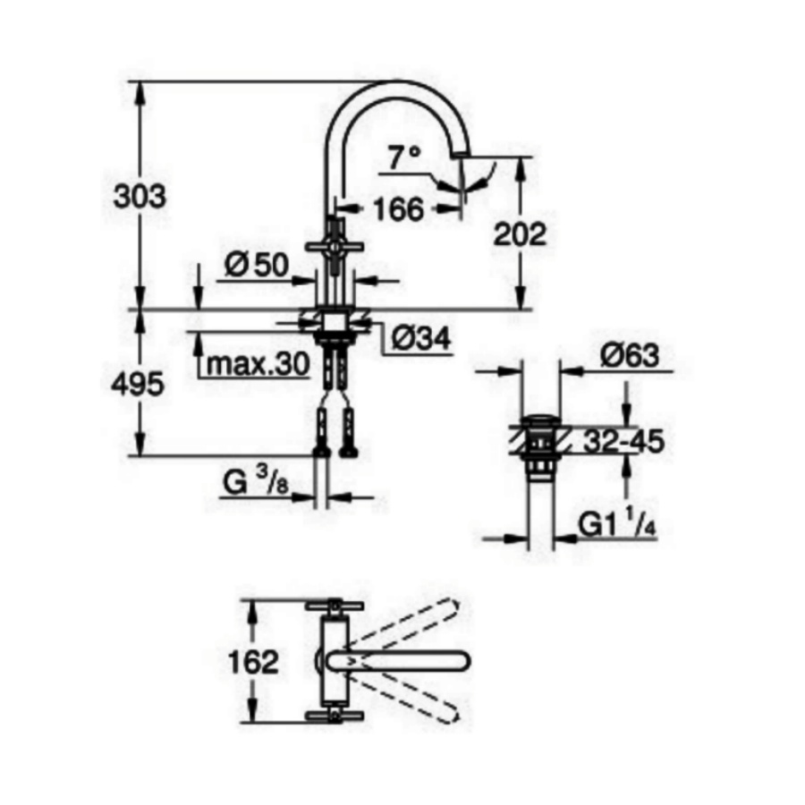 Vòi chậu nóng lạnh Atrio L-Size Grohe 21019003