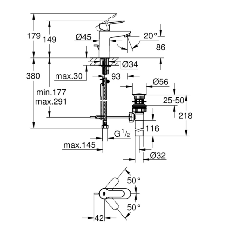 Vòi chậu nóng lạnh BauEdge S-size GROHE 32819000
