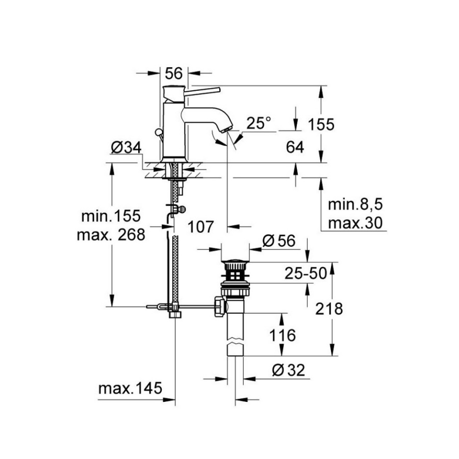 Vòi chậu nóng lạnh BauClassic S-size GROHE 32862000