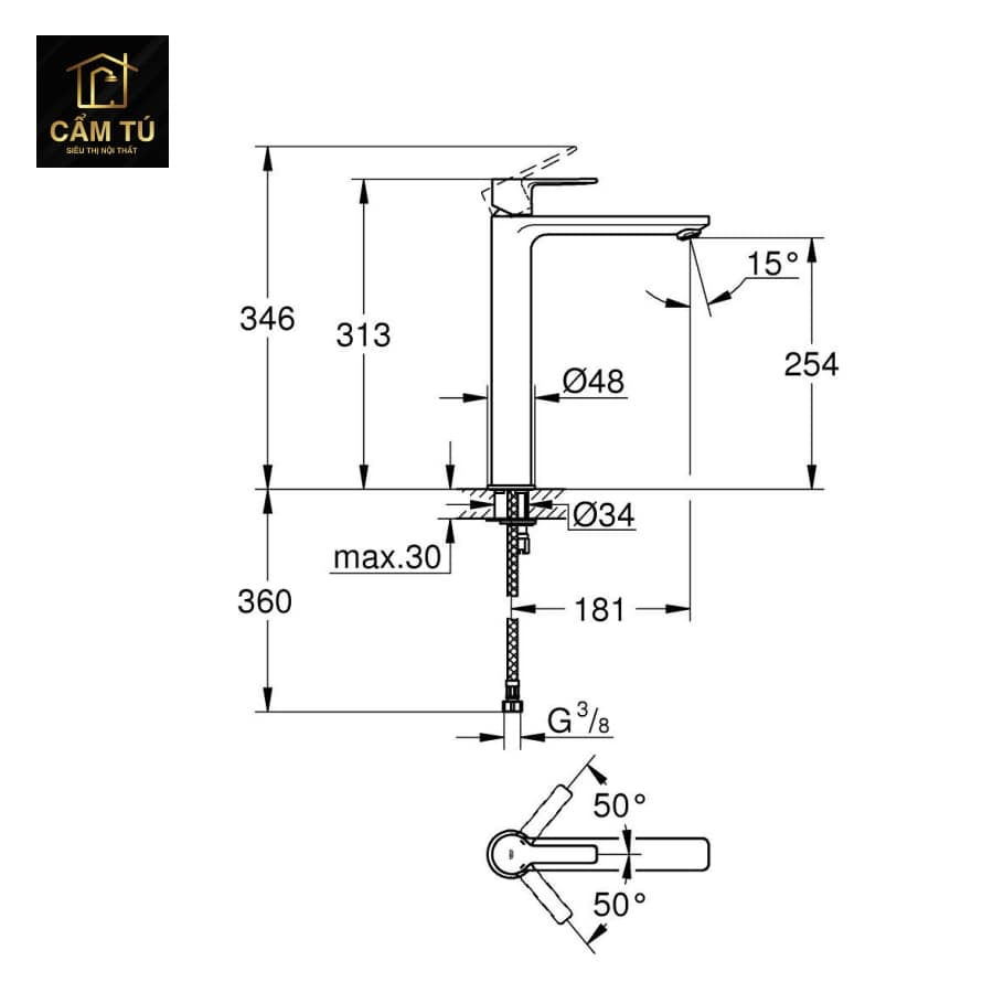 Vòi Lavabo Nóng Lạnh Grohe 23405001 Lineare New XL-Size