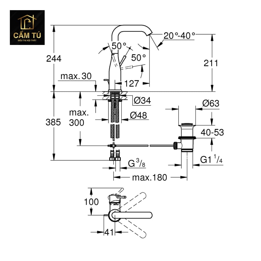 Vòi Lavabo Nóng Lạnh Grohe 32628A01 Essence
