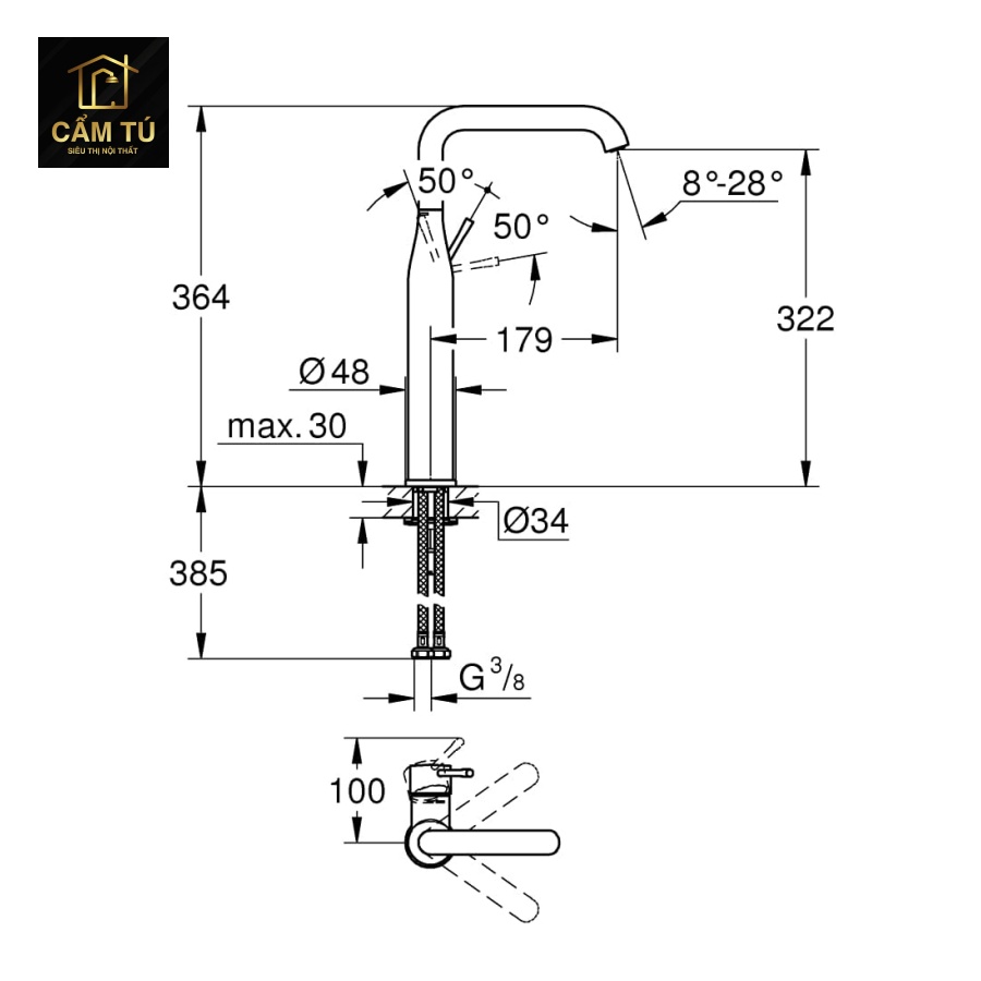 Vòi Lavabo Nóng Lạnh Grohe 32901DC1 Essences