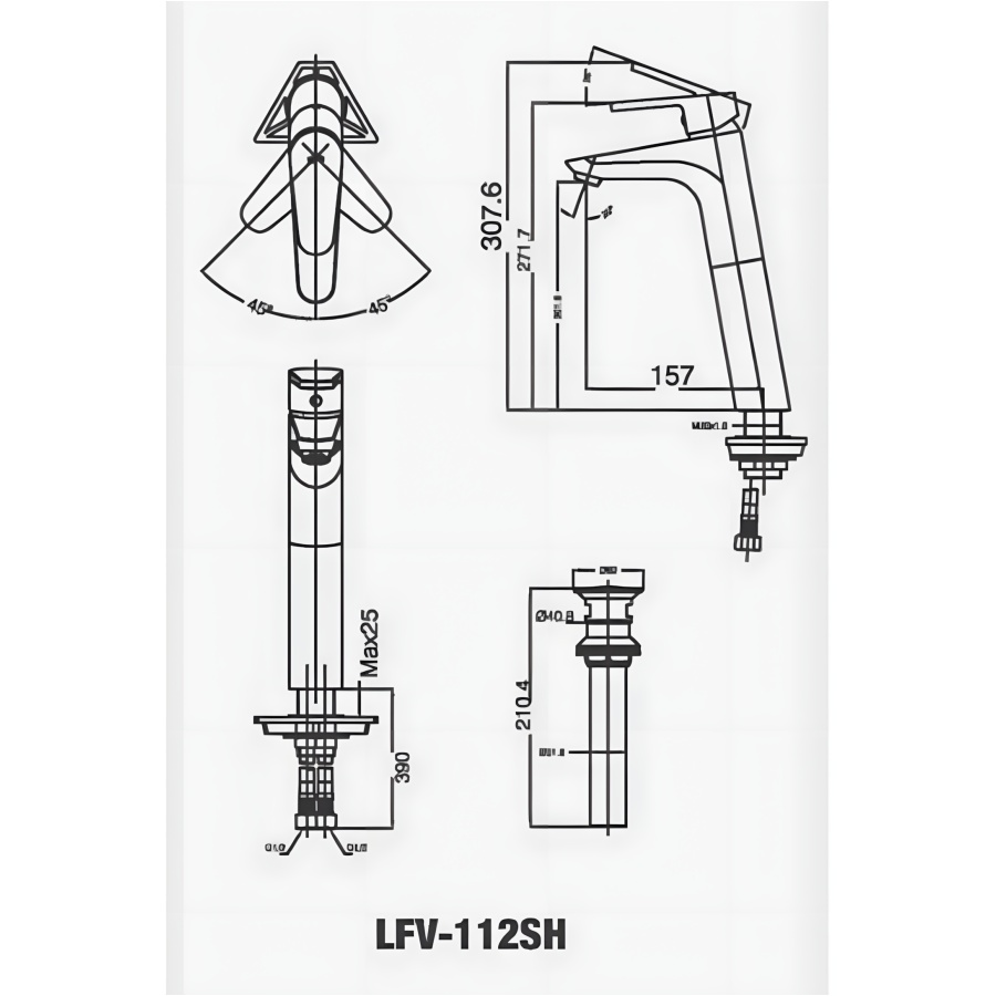 Hình Vòi Lavabo Nóng Lạnh Inax LFV-112SH Thân Cao Xả Nhấn