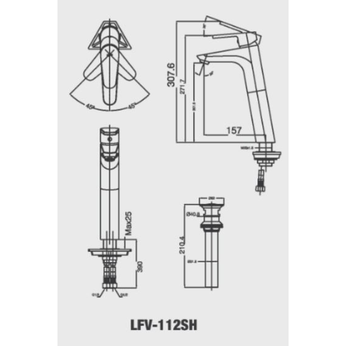 Vòi Lavabo Nóng Lạnh Inax LFV-112SH