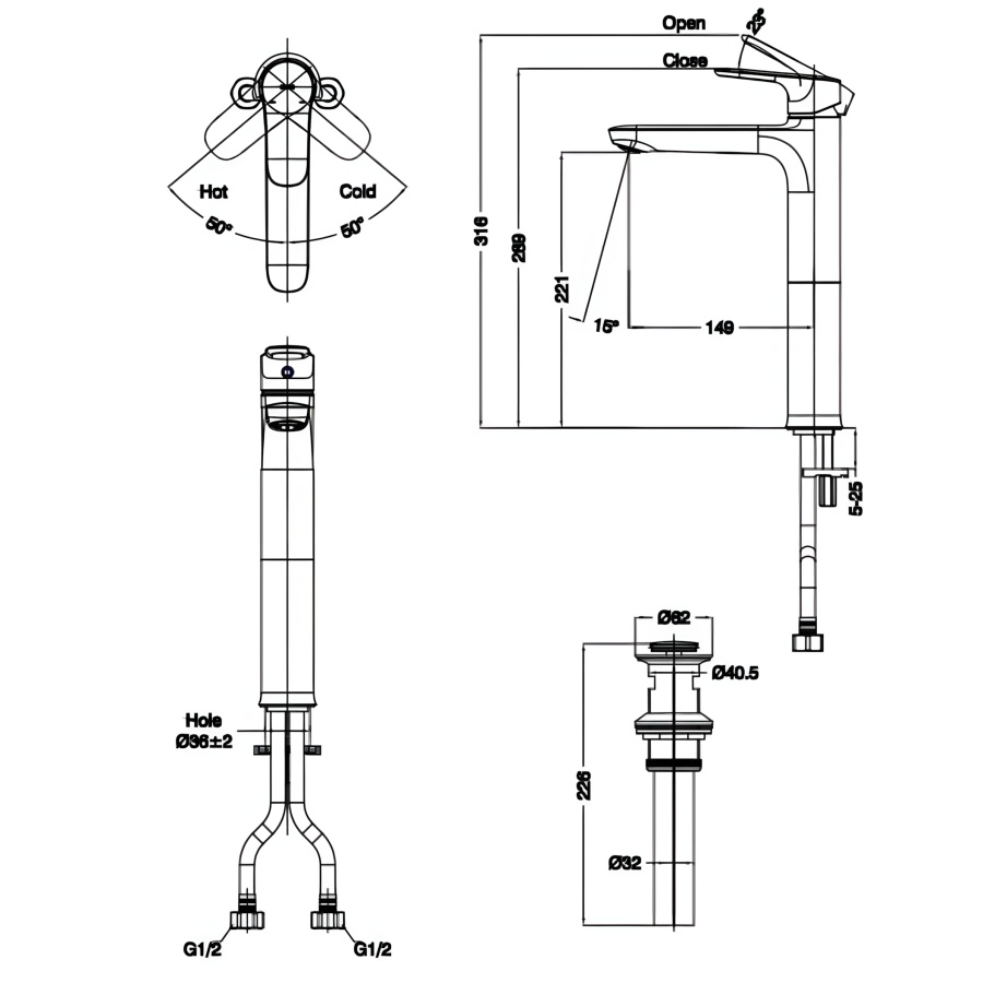 Hình Vòi Lavabo Nóng Lạnh Inax LFV-1402SH Thân Cao