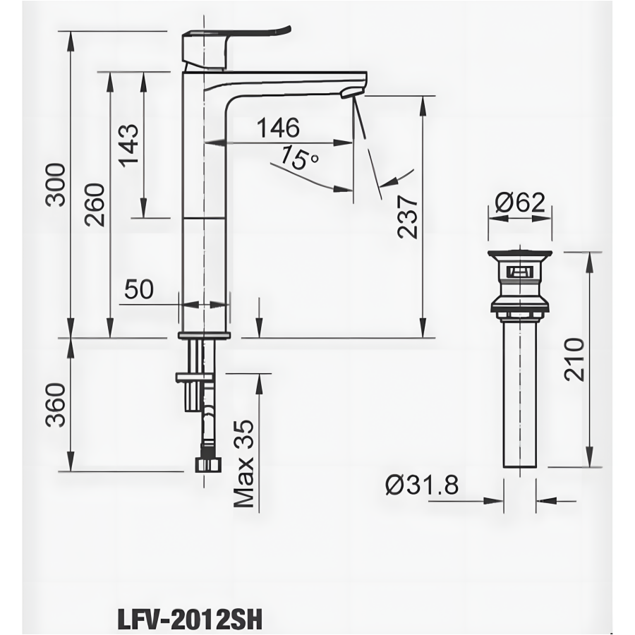 Vòi Lavabo Nóng Lạnh Inax LFV-2012SH Thân Cao