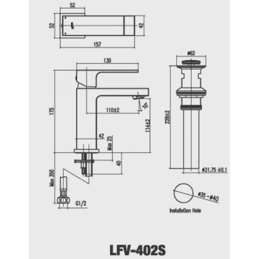 Hình Vòi Lavabo Nóng Lạnh Inax LFV-402S