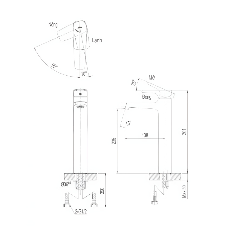Vòi Lavabo Nóng Lạnh Inax LFV-5000SH Thân Cao