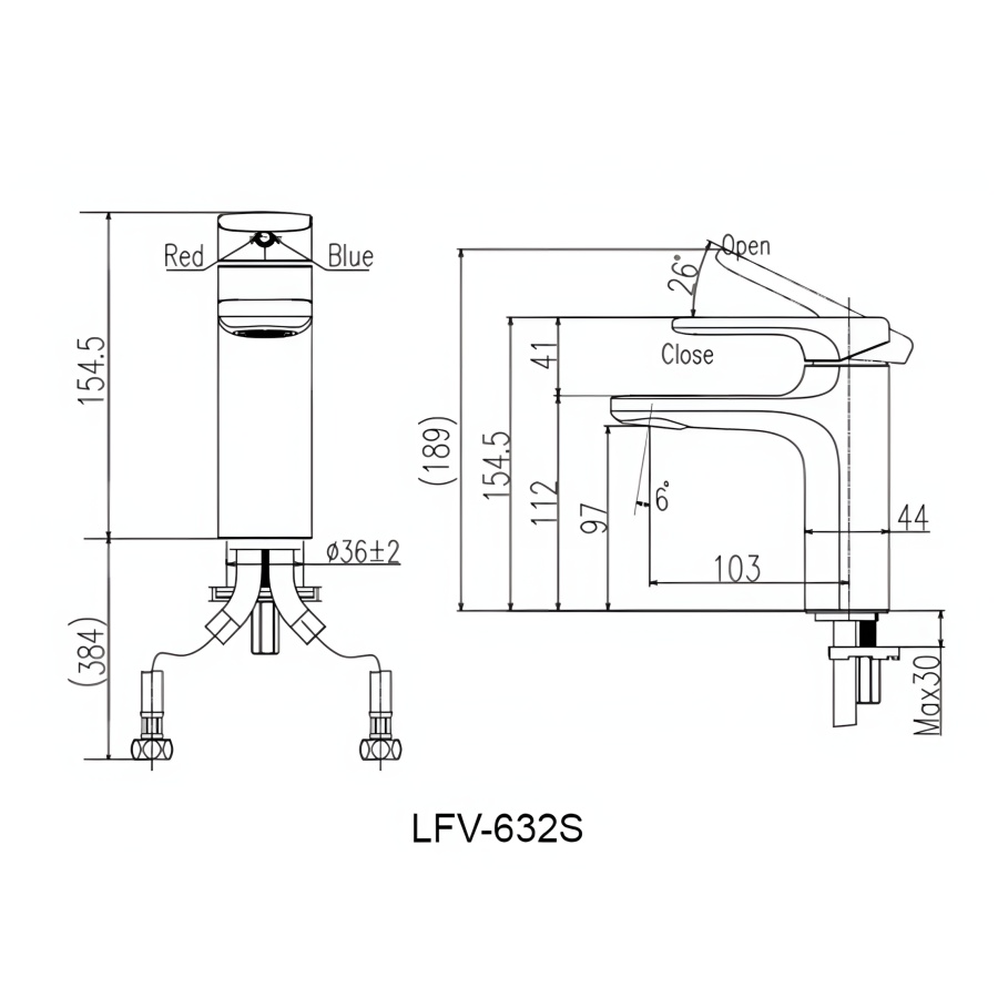 Hình Vòi Lavabo Nóng Lạnh Inax LFV-632S
