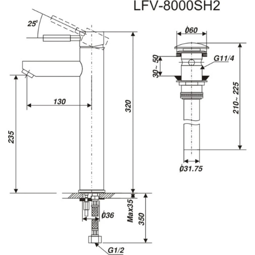 Vòi Lavabo Nóng Lạnh Inax LFV-8000SH2 Cao Cổ