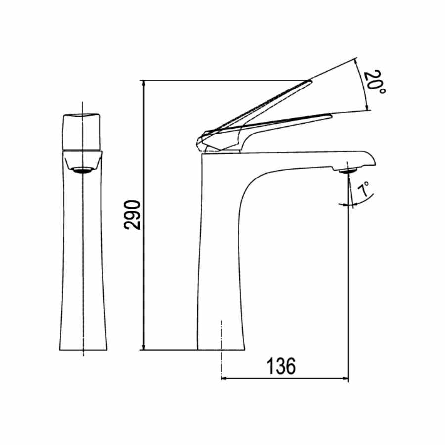 Vòi Lavabo Nóng Lạnh Viglacera P.52.351 Platinum Thân Cao