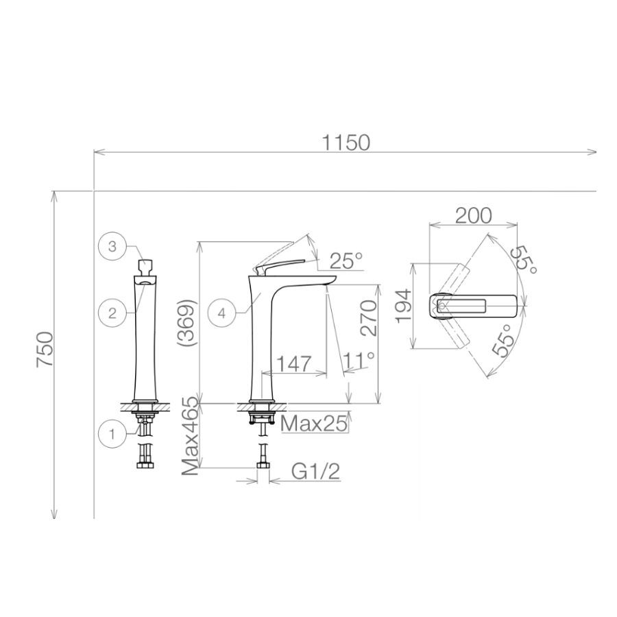Vòi Lavabo Nóng Lạnh Viglacera VG142.1 Thân Cao