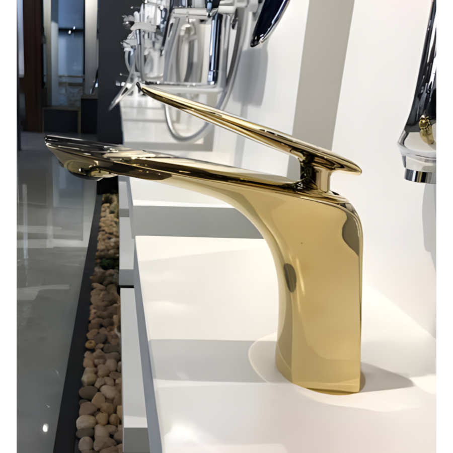 Vòi Lavabo Nóng Lạnh Viglacera P.52.327 Platinum Màu Vàng Đồng Thân Cao