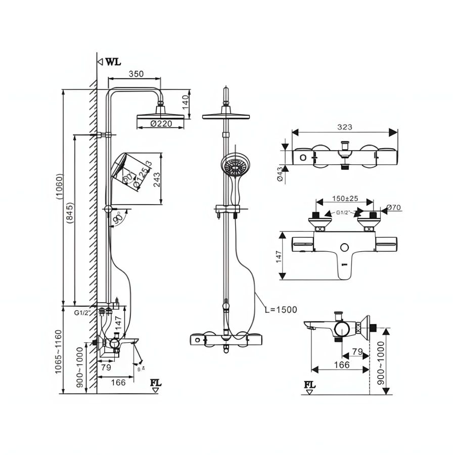 Hình Vòi Sen Cây Inax BFV-3415T-3C Nhiệt Độ
