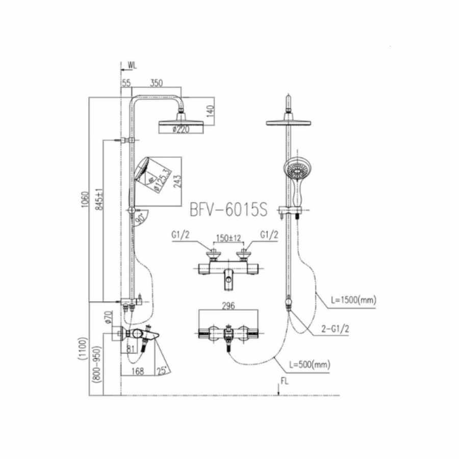 Hình Vòi Sen Cây Inax BFV-6015S Nhiệt Độ