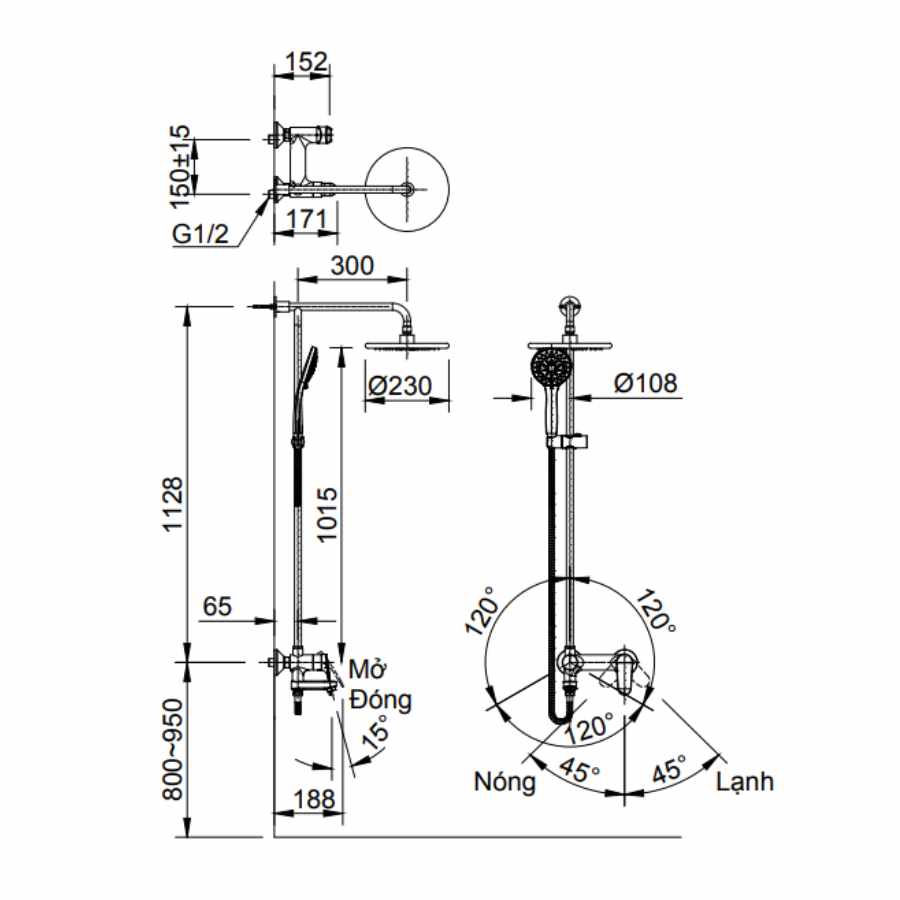 Hình Vòi Sen Cây Inax BFV-915S Nóng Lạnh