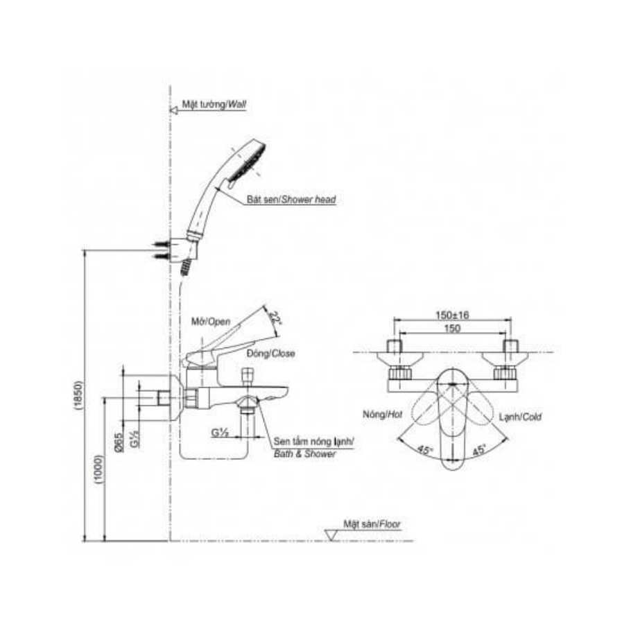 Vòi Sen Tắm TOTO TBS04302V/TBW03002B Nóng Lạnh