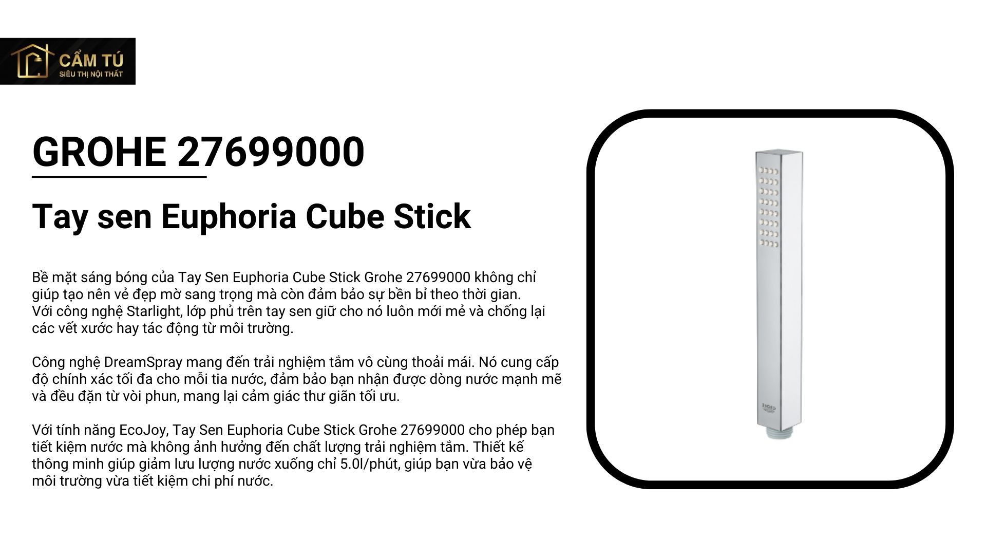 Tay sen Euphoria Cube stick Grohe 27699000