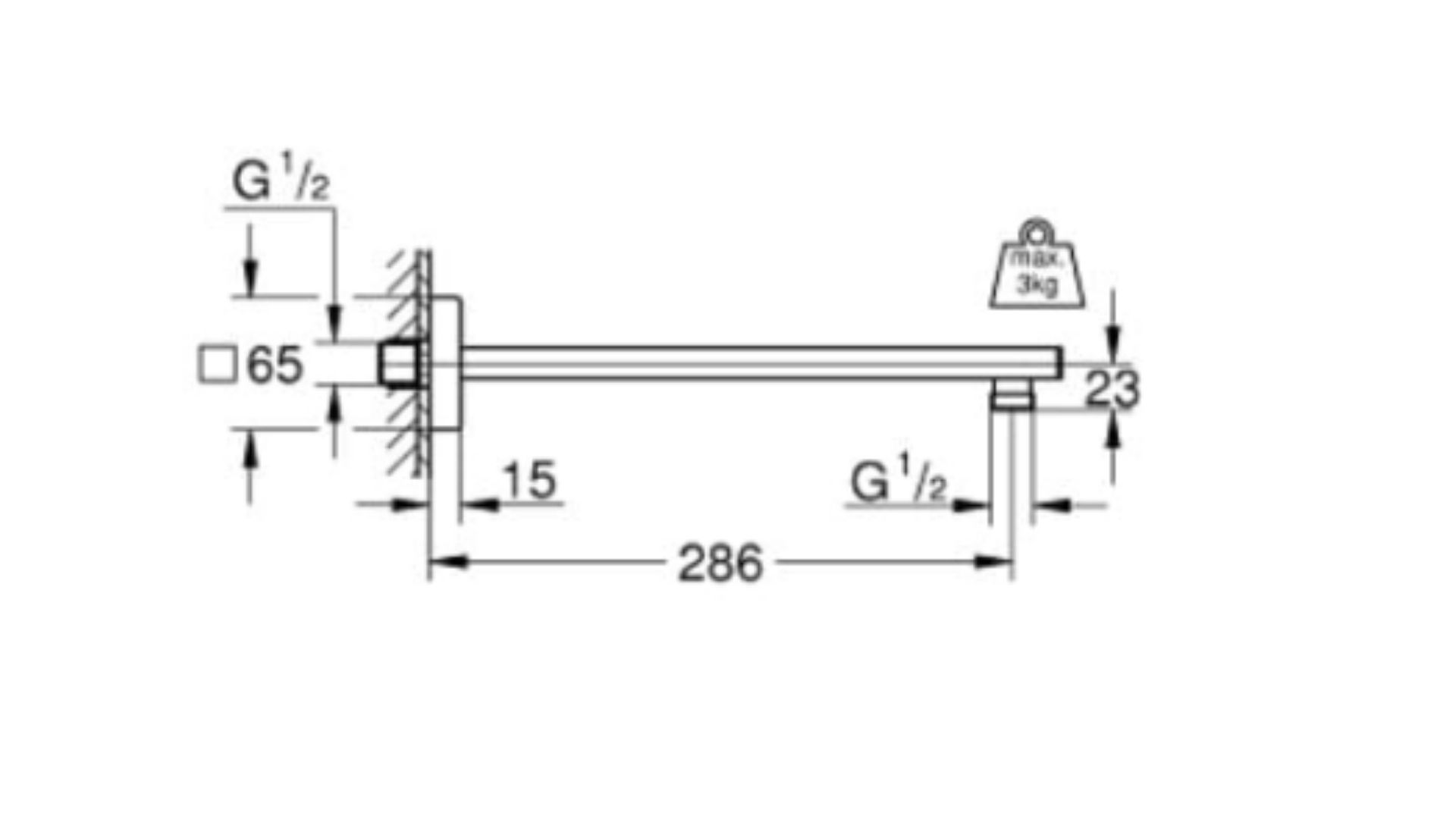 Thanh nối bát sen vuông Grohe 27709000