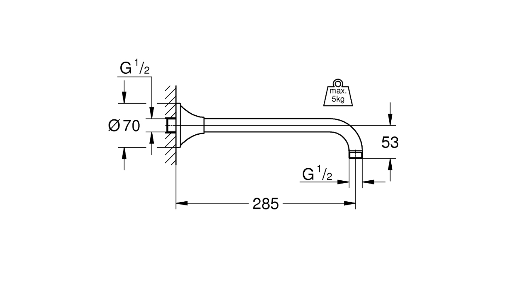 Thanh treo bát sen Grohe 27986DA0 gắn tường